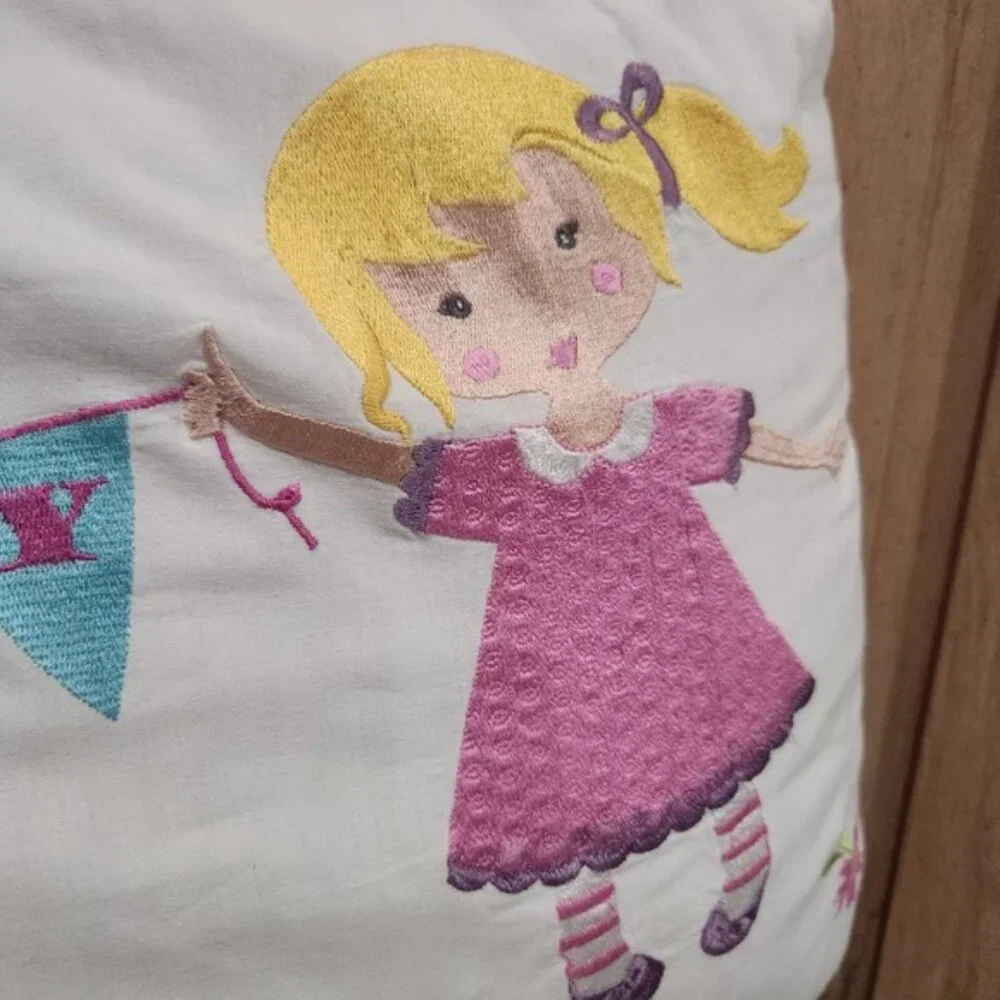 Vintage Cynthia Rowley Kids Embroidered Ballerina Pillow Decorative 